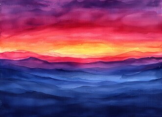 A watercolor artwork consisting of horizontal bands of hues