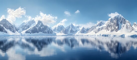Antarctic Mountains Reflecting on Calm Water