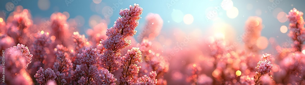 Poster blossoming apricot tree branches with ample space for content in a web banner, symbolizing the arriv