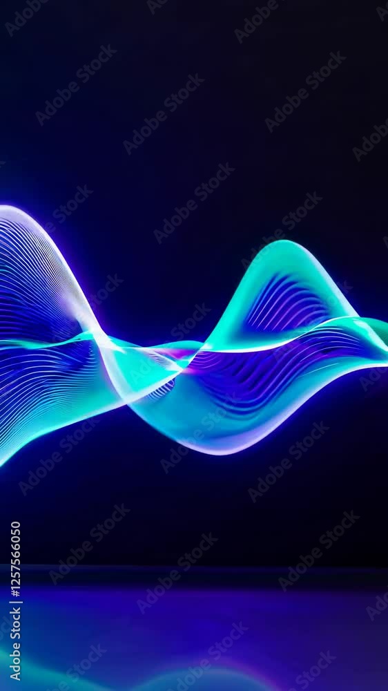 Poster A high-tech interface showcasing pulsing, neon data waves in constant motion, each surge hinting at underlying analytical metrics in a futuristic digital environment.