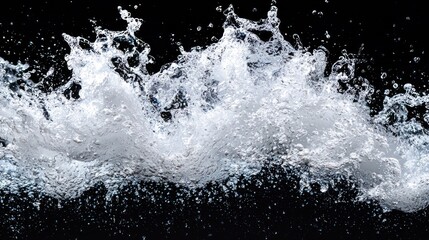 Water splash, black background, liquid motion, design element