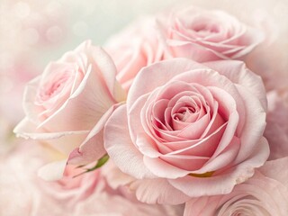 light pink roses in soft color and blur style for background. sweet color roses flowers in pastel tone with blurred style for background pattern texture. sweet color flower petals in soft color