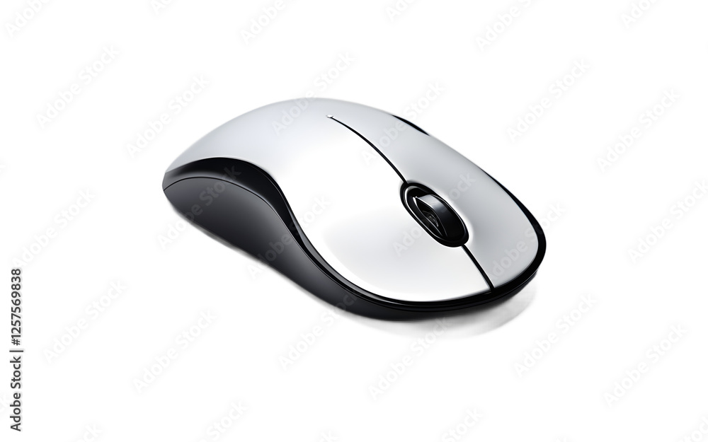 Poster A wireless computer mouse with a smooth surface, isolated on a empty plain background