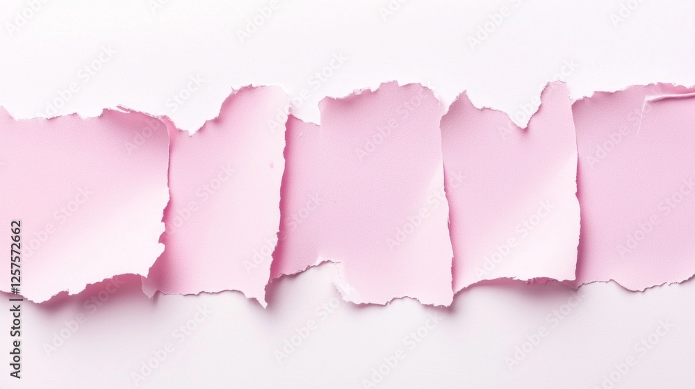 Poster soft pastel pink ripped paper creates a delicate composition with torn edges, inviting a sense of pl