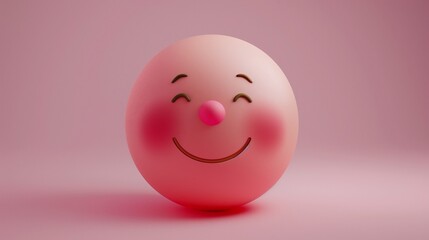 Fototapeta premium A blushing emoji with slightly flushed cheeks and a gentle smile, appearing soft and friendly. The high-resolution details enhance the expressive look.
