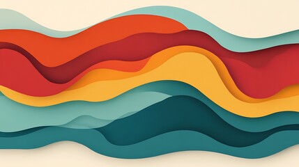 Abstract Colorful Waves Paper Cut Design
