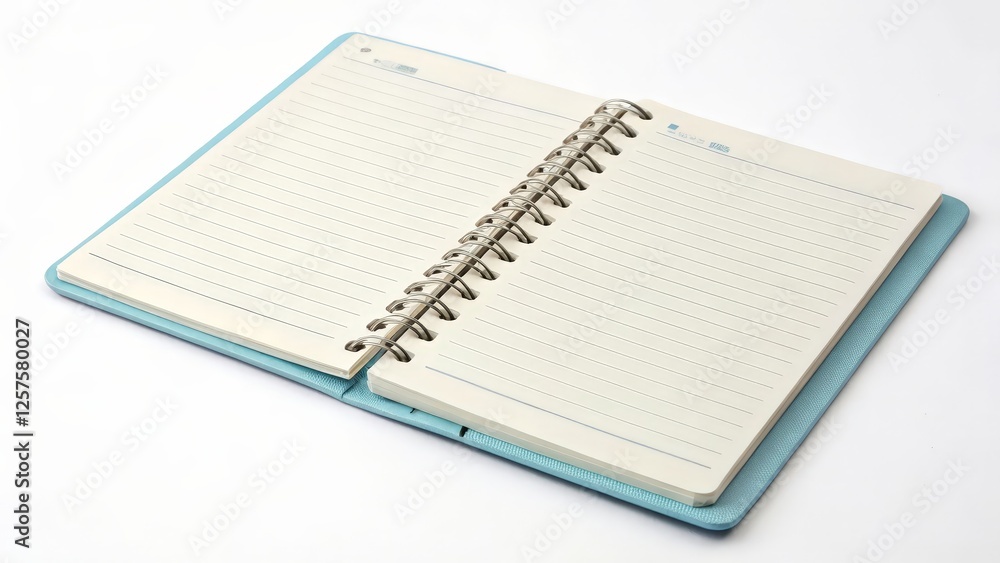 Poster open spiral notebook on white background