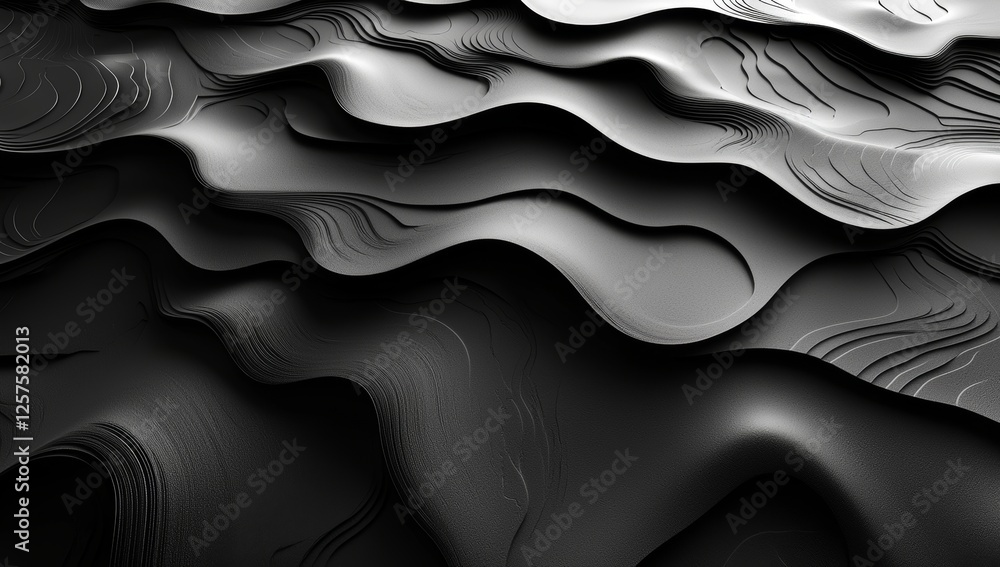 Poster a 3d rendering of an intricate abstract form set against a black futuristic backdrop