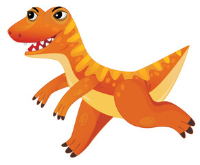 cartoon happy and funny colorful prehistoric dinosaur dino gallimimus running isolated illustration for kids