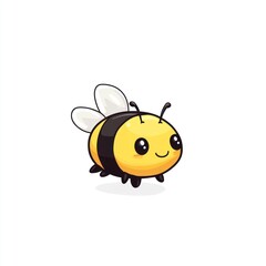 Obraz premium Cute cartoon bee, isolated on white background, for children's book or app (1)