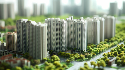 Obraz premium Modern high-rises in a green urban landscape. Generative AI