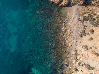 El faro maritimo de San Telmo situado en Almería (Andalucía, España), sobre la costa del mar...