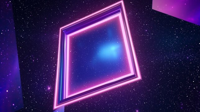 Neon rectangle frame or horizontal neon sign design. Geometric glow outline shape or laser glowing lines. Abstract background with space for your text. Illustration