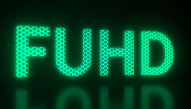 Futuristic FUHD Display: Honeycomb Structure with Vibrant Green Neon Glow