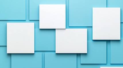 Fototapeta premium Innovative Tech Background featuring perfectly arranged glossy blocks with a blue hue, presented as a 3D render