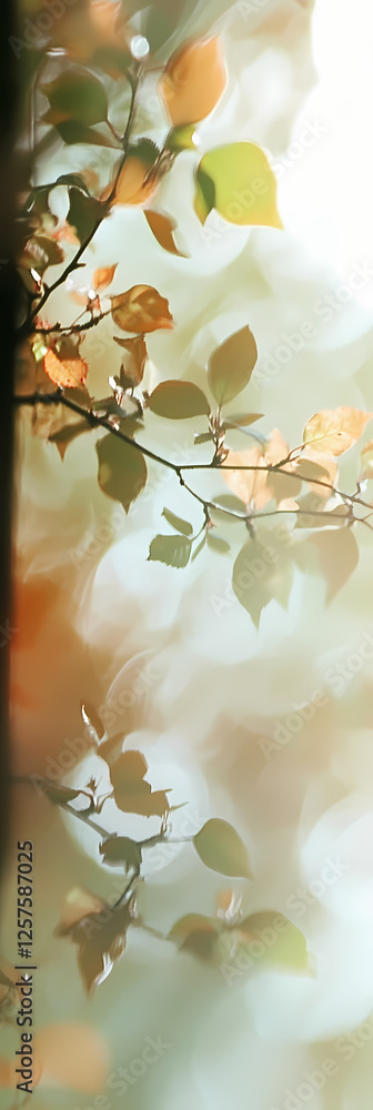 Aufkleber soft sunlight filtering through branches by a tranquil lake in autumn. generative ai