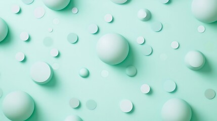 Abstract Pastel Green Background With Spheres and Circles