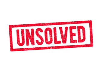 Vector illustration of the word Unsolved in red ink stamp