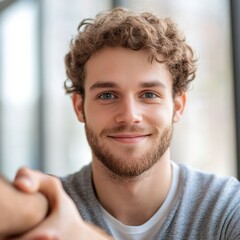 Obraz premium portrait of a young man with curly hair