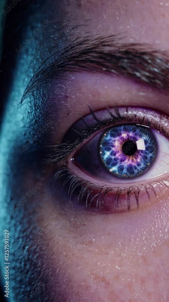 Aufkleber a cosmic eye with glowing nebula-like textures in the iris, creating a mesmerizing and futuristic ef