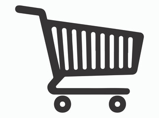 Shopping Cart Silhouette Black Color Icon for E-commerce and Retail Design