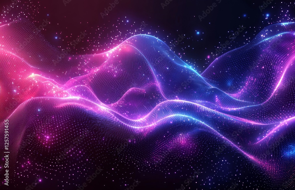 Poster colorful abstract waves dominate a modern background. digital frequency track equalizer. illustratio