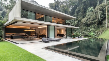 Modern house, jungle view, pool, open plan