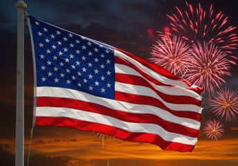 American Flags, Fireworks, and Patriotic Themes for July 4th Celebrations
