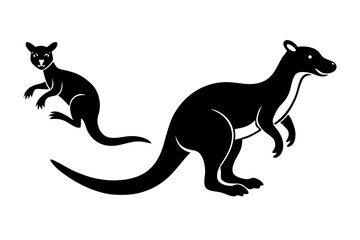Kangaroo and Otter Vector Illustration - Silhouette, SVG, PNG, EPS, and AI Files for T-Shirts and Prints