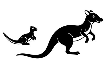Kangaroo and Otter Vector Illustration - Silhouette, SVG, PNG, EPS, and AI Files for T-Shirts and Prints