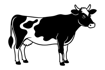 Black and White Cow Silhouette Vector - SVG, EPS, PNG, AI Files for Print & Digital Use