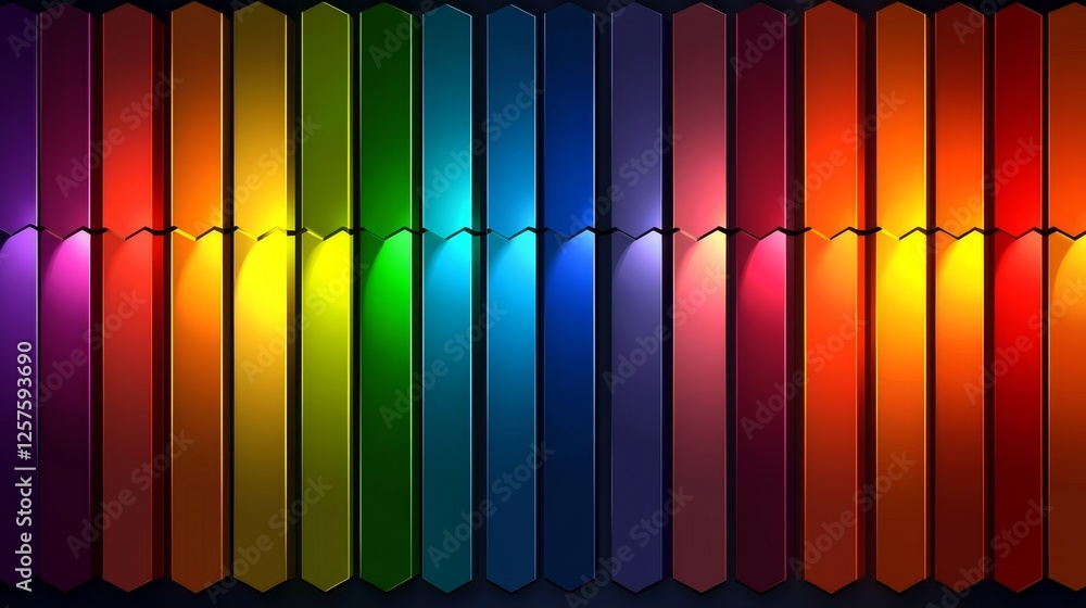 Poster colorful flicker neon light technology vj loop dancing stage in isolated png format with alpha trans