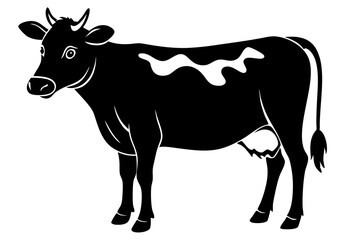 Black and White Cow Silhouette Vector - SVG, EPS, PNG, AI Files for Print & Digital Use