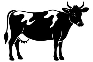 Black and White Cow Silhouette Vector - SVG, EPS, PNG, AI Files for Print & Digital Use