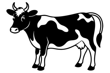 Black and White Cow Silhouette Vector - SVG, EPS, PNG, AI Files for Print & Digital Use
