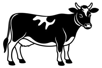Black and White Cow Silhouette Vector - SVG, EPS, PNG, AI Files for Print & Digital Use