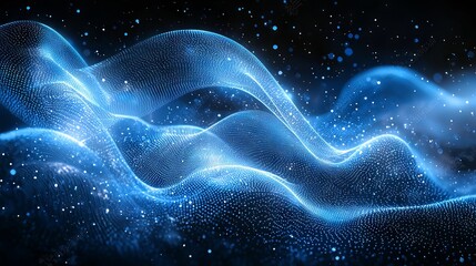 Fototapeta premium A dark blue background featuring bright wave patterns, suitable for contemporary and tech-oriented design projects