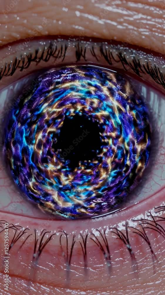 Aufkleber a cosmic eye with glowing nebula-like textures in the iris, creating a mesmerizing and futuristic effect