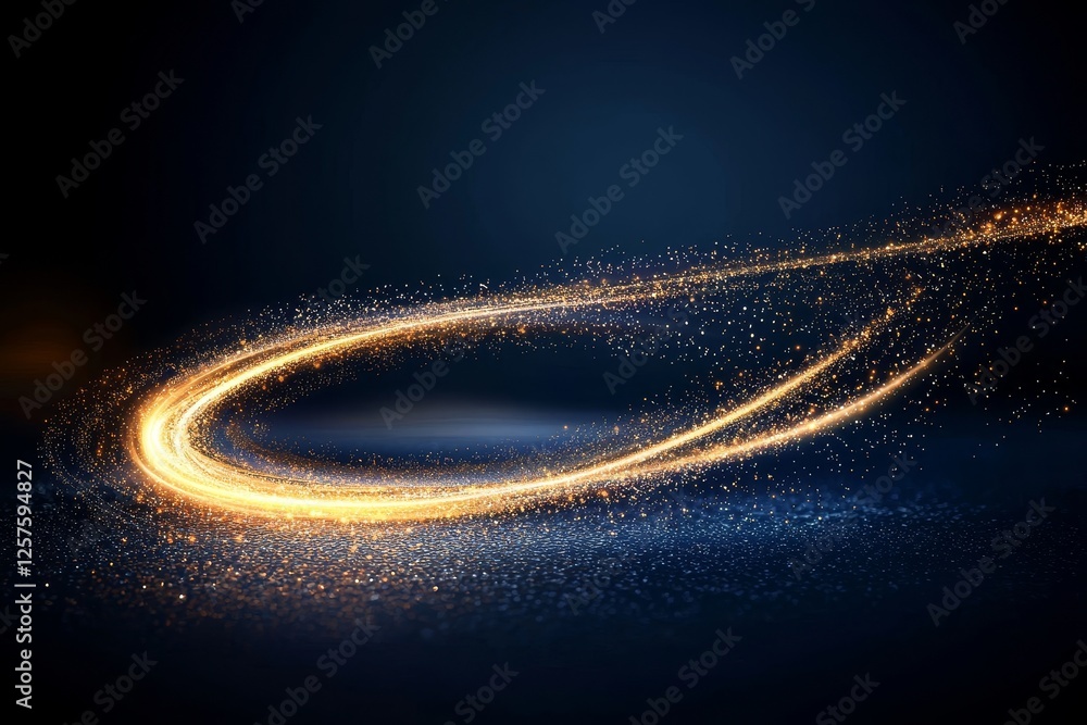 Poster magical neon background with bokeh and tiny particles, explosion and swirl of sparkles and confetti.