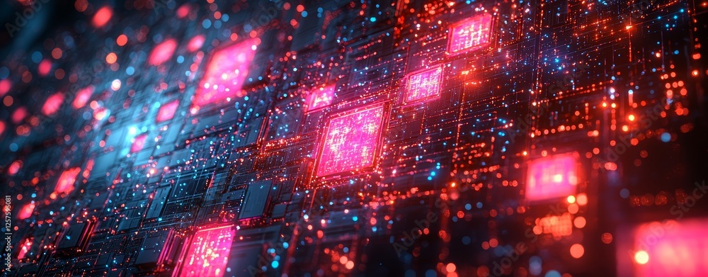 Poster a visually dynamic, abstract backdrop that represents digital technology concepts
