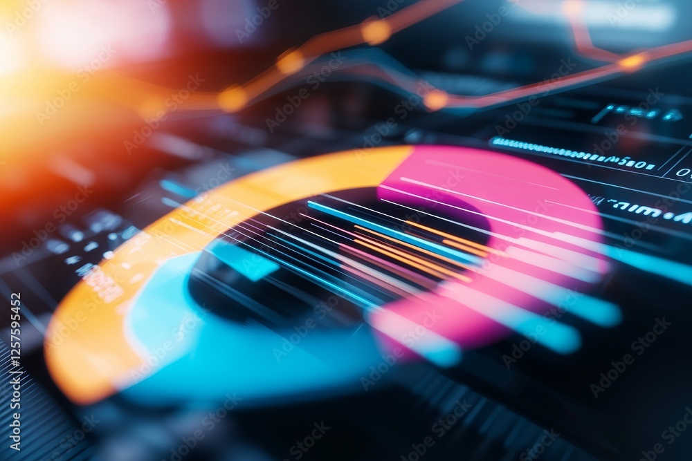 Poster big data analytics report. infographic with graphs and charts on an abstract background. highlights 