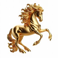 gold horse isolated on white background
