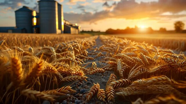 Agricultural storage barn with harvested crops