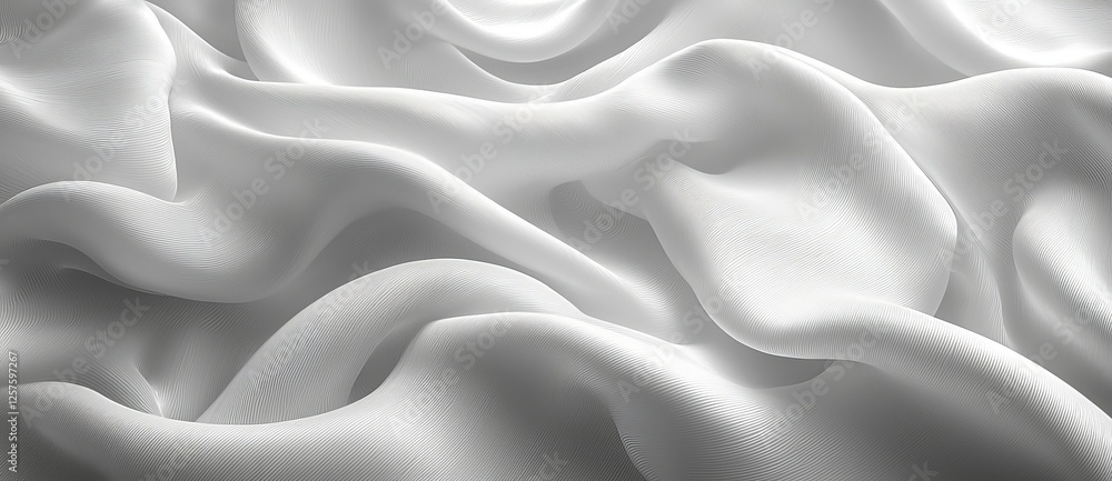 Poster a sleek 3d rendering of a white abstract wave backdrop ideal for copying space images and providing 