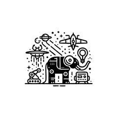 Futuristic animal robot vector illustration with a sleek and modern design. Perfect for sci-fi projects, branding, merchandise, and digital art.