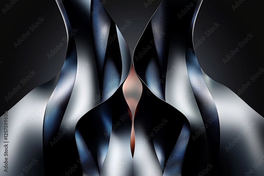 Poster dark print graphic on a seamless vertical line with a dark background