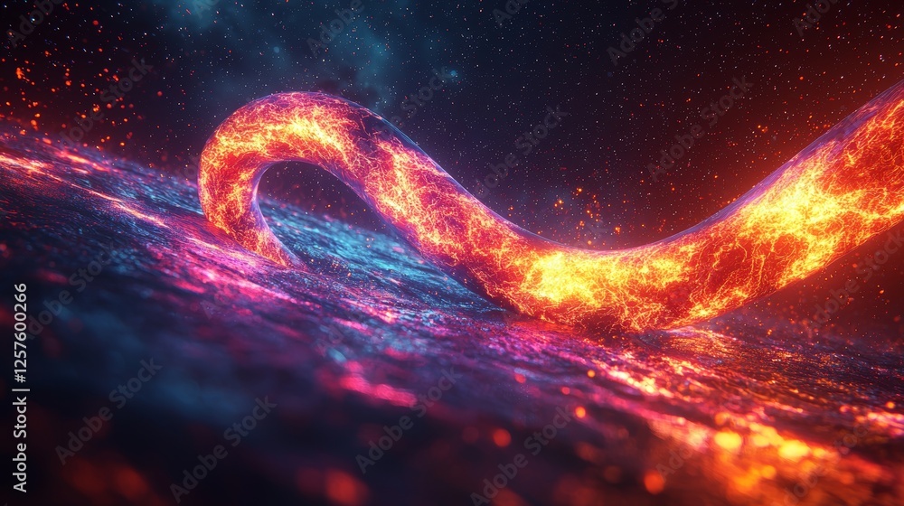 Poster a vibrant neon background filled with abstract elements. colorful speedway lines intersect with a gl
