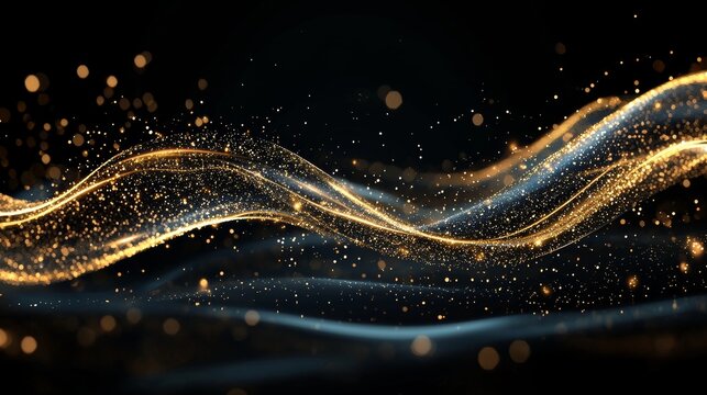 Dynamic lines and stripes float on a glowing yellow abstract background