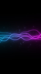 abstract pink and blue neon lights glowing wave lines with shiny particles , technology futuristic vertical social media background