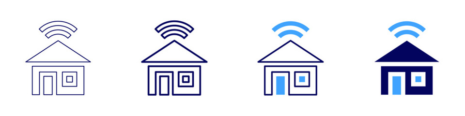Home IoT icon in 4 different styles. Thin Line, Line, Bold Line, Duotone. Duotone style. Editable stroke